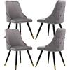 chairus Set di 4 Sedie da Cucina Sedie da Pranz in Velluto Sedie Imbottite Moderne Poltrocina da Cucina con Gambe in Metallo per Sala da Pranzo/Soggiorno, Grigio