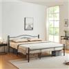 [en.casa] Struttura Letto in Acciaio con Testiera Alta Decorativa e Pediera Letto Matrimoniale King Size con Zona di Riposo 180 x 200 cm Nero