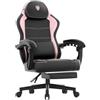 Dowinx Sedia da gaming, Sedia ergonomica per gamer in pelle PU con supporto lombare, funzione massaggio e schienale largo, portata fino a 150 kg, rosa