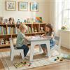 MAMIZO Tavolo per bambini con 2 sedie, Tavolino bambini con Lavagna&Contenitore, Tavolo bambini con sedie, Mobili per Cameretta e Stanza dei Giochi, Tavolo e sedie per bambini, Grigio