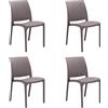 HOUSE COLLECTION, SEDIE VOLGA SENZA BRACCIOLI, IN POLIPROPILENE, TORTORA, DESIGN IMPILABILE, (BCA149X4)