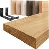 LAMO Manufaktur Mensola da parete con staffe nere a J | Mensola 80 cm per soggiorno, cucina, studio stile industriale | Colore: rustico, Bordo: diritto | Legno massello, qualità artigianale