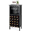 COSTWAY Cantinetta Portabottiglie in Legno, Scaffale per Vino con Portabicchiere/Calici, Portavino per 20 Bottiglie e 4 Calici, 42 x 24,5 x 96 cm (Nero)