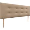 DHOME Testiera in Similpelle o Tessuto AQUALINE Pro con 2 file di bottoni e gambe Testiera imbottita Letto di Lusso (Similpelle Marrone Chiaro, 160x105cm (Letti 150/160))