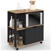 IDMarket - Carrello da cucina vassoi in legno nero e faggio L.76 cm COSI