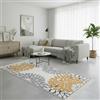 Jimri Fashion4Home Tappeto a pelo corto, boho Kelim, per soggiorno, camera da letto e cucina, per corridoio, cameretta dei bambini, orientale, blu, oro, 80 x 150 cm