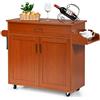 COSTWAY Carrello da Cucina con Ruote di Gomma, Scaffale per Microonde Carrello Servizio, Mobile Cucina con Ripiani e Ante, Credenza Cucina Legno Moderno Elegante, 116 x 37 x 85 cm (Marrone)