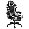 BDW - Sedia Da Gaming/Ufficio - Sedia Da Gamer Ergonomica - Girevole - con Ruote - Schienale Regolabile - con Poggiapiedi E Funzione Massaggio - Regolabile in Altezza - Stile Racing - Bianco