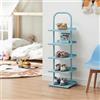 [en.casa] Scarpiera per Cameretta a 5 Ripiani Scaffale Multifunzionale Porta Scarpe Oggetti per Bambini Mobile per Ingresso Corridoio in Acciaio 96x30x27 cm - Blu