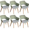 GrandCA HOME Set di 6 Sedie da Cucina Nordica Sedia da Pranzo con Gambe in Legno Massello, Sedie Imbottite per Camera da Letto, Soggiorno, Cucina, Verde