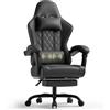 TRIUMPHKEY Sedia da Gaming Massaggiante,Sedia Gamer con Poggiapiedi Telescopico,Regolabile 90-150°,Poltrona da Gaming con Poggiatesta e Cuscino Lombare,Sedie da Ufficio,Portata 150kg(Nero)