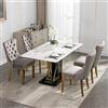 FINTHOMING Sedie Cucina Set da 4, Set da 4 Sedie sala da Pranzo con Schienale Alto in Velluto, Sedia Imbottita Morbida con Gambe in Acciaio Inossidabile Dorato, decorazione con borchie, portata massima 130 kg