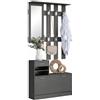 HOMCOM Set Mobili Ingresso Moderno con Scarpiera Specchio Nero