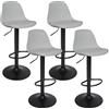 RELOVE Sgabello da Bar Moderno Sgabello Alto con Schienale in Simipelle Sedia Alta da Cucina Regolabile Girevole (4pc-B grigio chiaro)