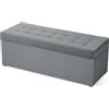MG Design Pouf contenitore imbottito 45 × 120 cm Grigio - capacità ca. 140 L, fino a 300 kg, struttura in legno massiccio, superficie opaca con trama fine, già montato e facile da pulire