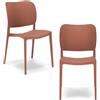 REDÒKASA Set 2 sedie in polipropilene MADE IN ITALY ORBITA, impilabile, resistente ai raggi UV, design moderno, ideale per sala da pranzo, cucina, sala d'attesa, bar, ristoranti o giardino (2, Terracotta)
