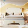 SUKY Letto matrimoniale a forma di orso, 140 x 110 cm e 140 x 200 cm, letto imbottito, lettino per bambini, letto da giorno, letto estraibile, con bordi protettivi morbidi, con doghe in legno, velluto