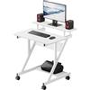 Dripex Scrivania per Computer con Ruote Scrivania 70x60x79 cm Tavolo Porta PC Salvaspazio Z-Tavolo Mobile per Laptop con Ripiani per Piccoli Spazi Home Office(Bianco)