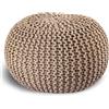 Casamia Pouf Ø 55 o Pouf a maglia, sgabello, cuscino da pavimento, 45 cm, per interni, diametro 55 cm, colore beige