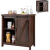 KOMFOTTEU Armadio a buffet con 4 scomparti, moderno armadio da cucina con ante scorrevoli, cassettiera da cucina industriale, credenza per soggiorno e corridoio, 80 x 40 x 82 cm, marrone