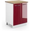 Vicco Mobiletto base cucina Fame-Line, Bordeaux lucido, 60 cm, PL Rovere, per la combinazione con altri moduli della serie Fame-Line