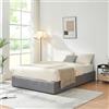 [en.casa] Struttura Letto Francese 140x200 cm con Zona di Riposo Ribaltabile Contenitore Letto a 2 Piazze Rivestito in Tessuto Effetto Lino - Grigio
