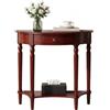 OVOGGPAN Consolle a mezzaluna in legno massello, tavolino da ingresso con cassetto e ripiano, tavolino d'appoggio in stile contemporaneo e vintage per soggiorno, corridoio(Teak Color,100cm/39.4in)