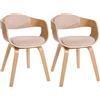 CLP Set 2 sedie ergonomiche Kingston, poltrone con schienale avvolgente, struttura in legno, max 150 kg, Colore:natura/crema, Colore del telaio:natura