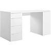 AVANTI TRENDSTORE - Paciano - Scrivania in legno laminato nel colore bianco lucido con 4 cassetti e 1 anta. Dimensioni LAP ca. 146x75,4x59,6cm
