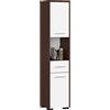 AKORD | Mobile Alto da Bagno | 30x140x30 cm, peso 25 kg | 2 Ripiani con Ante | 1 Cassetto, Scomparto aperto | Adatto Anche come Pensile | Moderna Mobiletto | Armadio a muro | Wengé/Bianco