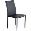 milani home - sedia da pranzo in ecopelle, nero, gambe in acciaio, 41 x 50 x 91 cm