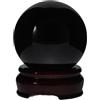 ULTECHNOVO Sfera di Ossidiana con Base in Legno da 6 Cm, Decorazione da Tavolo in Cristallo Nera per Casa, Ufficio e Meditazione, Accessorio Decorativo per Interni