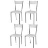 t m c s Tommychairs - Set 4 sedie modello Elena per cucina bar e sala da pranzo, struttura in acciaio verniciato color alluminio e seduta imbottita e rivestita in pelle artificiale colore bianco
