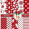 LICHENGTAI 10 Pezzi Tessuto Natalizio, 50 x 50 cm, Tessuto di Cotone Pretagliato, Trapuntato, Rosso, Natale