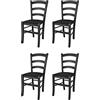 t m c s Tommychairs - Set 4 sedie modello Venezia per cucina bar e sala da pranzo, robusta struttura in legno di faggio color anilina nera e seduta imbottita e rivestita in tessuto nero