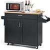 KOMFOTTEU Carrello da Cucina Ausiliario, Carrello di Servizio con Cassetto e Ripiano Regolabile, Isola da Cucina da Sala da Pranzo con Ruote Universali con Freni, in Legno, 116 x 40 x 85 cm, Nero