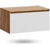 Planetmöbel Arisa Mobile lavabo senza lavandino 80 cm Rovere Dorato Bianco (scanalato), Mobili da bagno per bagno degli ospiti e WC degli ospiti