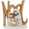 SHALOM - Statua Presepe Noel con Sacra Famiglia. Decorazione Natalizia in Resina. Dimensioni 6x7,2 Cm