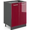 Vicco Mobiletto base cucina R-Line, Rosso lucido, 60 cm senza piano di lavoro, per la libera combinazione all'interno di sistemi cucina modulari