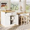 SACOOL Isola da cucina/armadietto da cucina/armadio da buffet/tavolo da bar con luce a LED, carrello da portata fisso, con tavolo allungabile, 2 cassetti, 4 ante, nero/bianco
