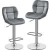 Soberine Set di 2 Sgabelli da Bar, Sedie Girevole Regolabili in Altezza, Sgabello da Cucina in Velluto con Schienale e Poggiapiedi Moderno Design per Sala da Pranzo, Bancone e Bar Grigio Scuro