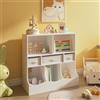 [en.casa] Scaffale per Cameretta Mobile Porta Giochi da Terra con Cassetti Pieghevoli e Scomparti per Giocattoli Libri Mobile a Misura di Bimbi 75 x 80 x 40 cm Bianco