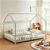 [en.casa] Letto per Cameretta a Forma di Casetta con Sbarre Letto Piazza e Mezza per Bambini Struttura in Legno di Pino 120 x 200 cm Menta Verde