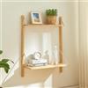 [en.casa] Scaffale da Parete con 2 Ripiani Regolabili in Altezza Mobile Espositore 85 x 65 x 25 cm per Cucina Soggiorno Camera da Letto - bambù Naturale