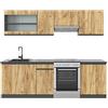 Vicco Cucina componibile Raul, Rovere dorato/antracite, 240 cm
