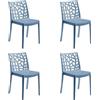 HOUSE COLLECTION, SEDIE MATRIX IN POLIPROPILENE, SENZA BRACCIOLI, DESIGN IMPILABILE, COLORE BLU MIAMI (BCA160X4)