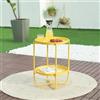 [en.casa] Tavolino con 2 Vassoi Piani Rotondi Rimovibili Tavolo Multiuso da Giardino da Salotto 57,5 x 40 cm in Acciaio - Giallo