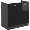Vicco Mobile lavello cucina R-Line, Nero lucido, 80 cm