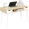 WOLTU Scrivania Bianca con 2 Cassetti e Ripiano - 120x58x75cm Tavolo Quercia PC per Soggiorno - Telaio Metallo