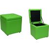 Totò Piccinni Pouf Contenitore Ecopelle (Verde, Set 2 Pouf)